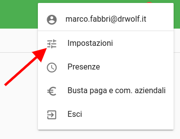 Menu impostazioni